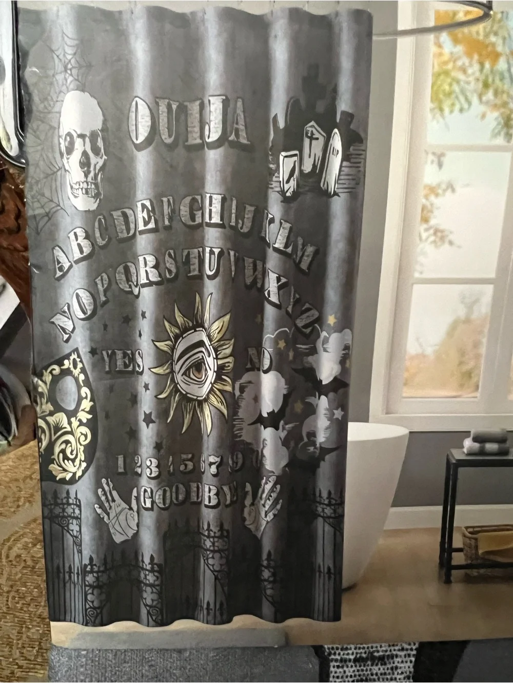 Ouija Board Shower Curtain - Black